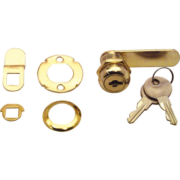 Prime-Line Prime-Line Bright Brass Gold Steel Cabinet/Drawer Lock U9944 - main